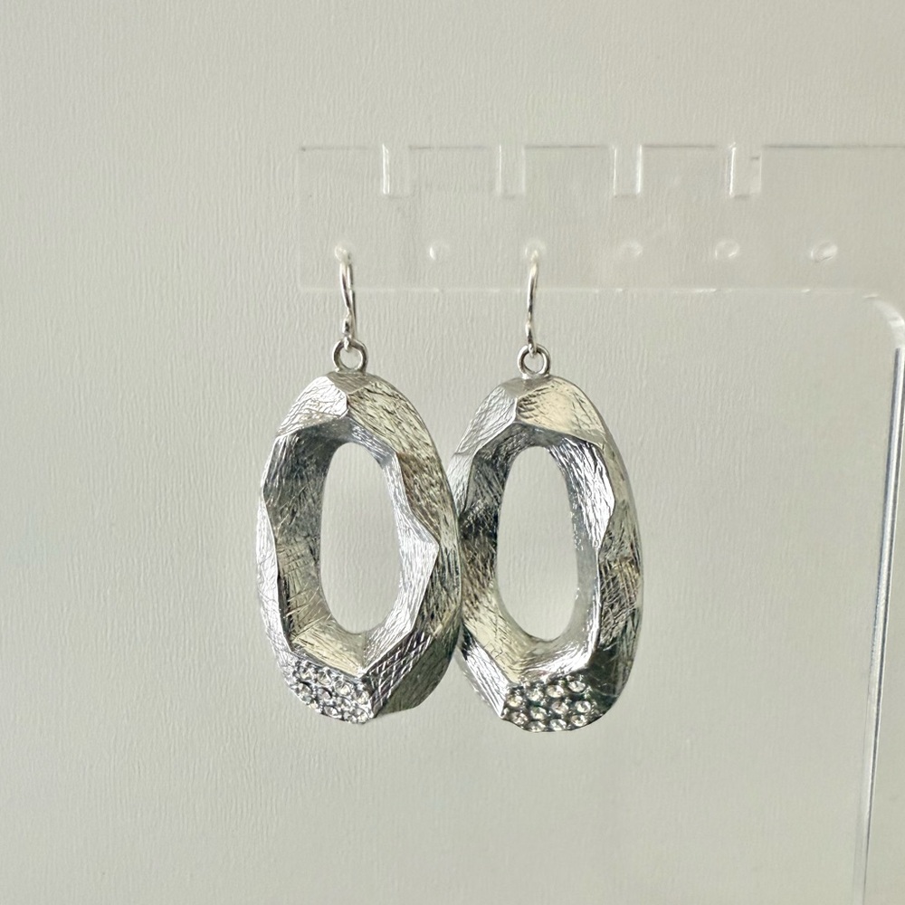 Oval Hoop Rhinestones Statement Earrings